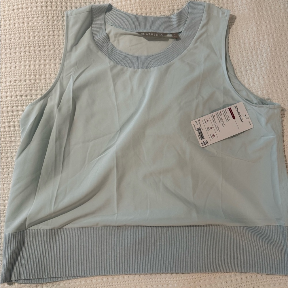 NWT Athleta Zephry Shell in ice blue. Size large.